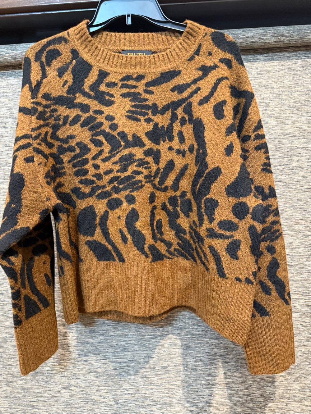 Truth Animal-Print Crewneck Sweater - Brown & Black